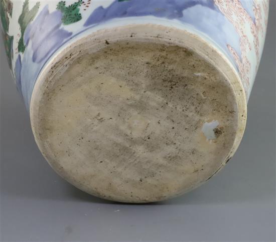 A Chinese wucai vase, Transitional period, 17th century, H. 30.5cm, cracked